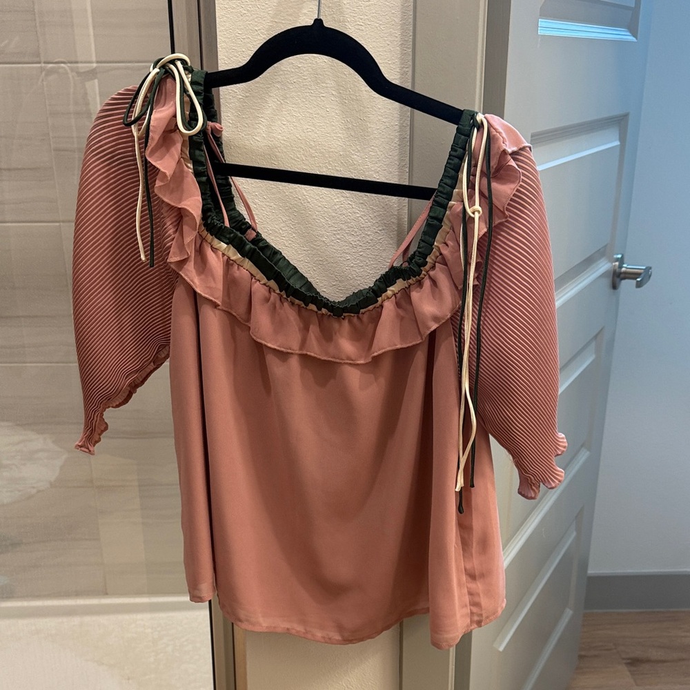 Elegant Pink Ruffled Women's Top